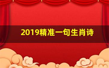 2019精准一句生肖诗