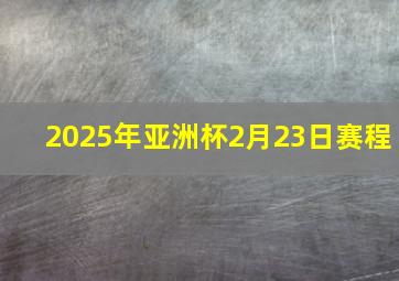 2025年亚洲杯2月23日赛程