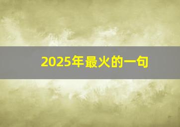 2025年最火的一句