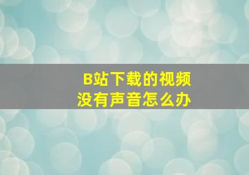 B站下载的视频没有声音怎么办