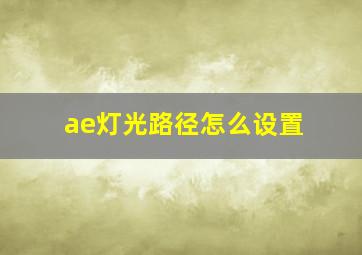 ae灯光路径怎么设置