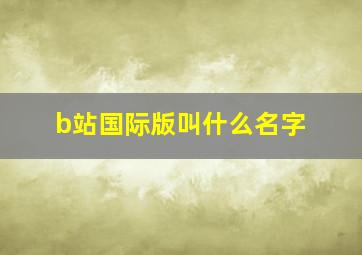 b站国际版叫什么名字