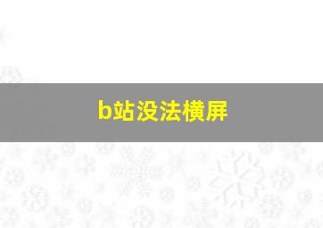 b站没法横屏