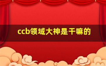 ccb领域大神是干嘛的