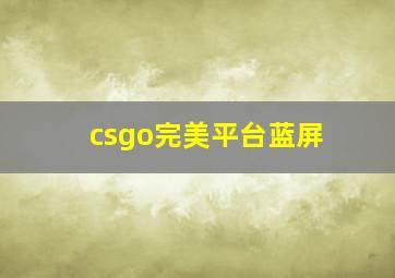 csgo完美平台蓝屏