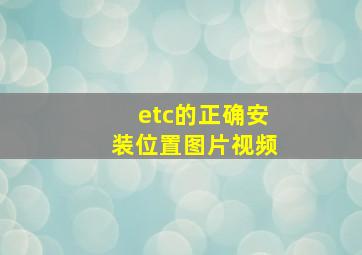 etc的正确安装位置图片视频