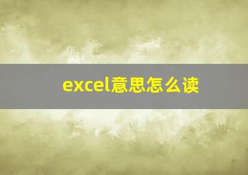 excel意思怎么读