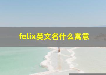 felix英文名什么寓意