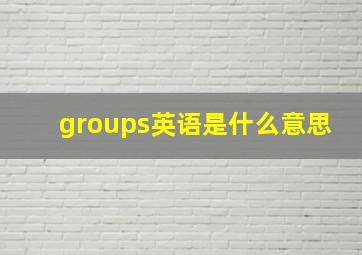 groups英语是什么意思