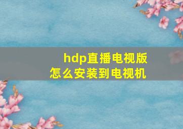 hdp直播电视版怎么安装到电视机