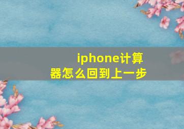 iphone计算器怎么回到上一步