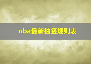 nba最新抽签规则表