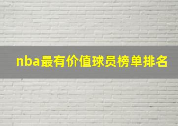 nba最有价值球员榜单排名