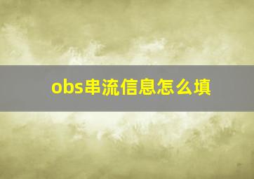 obs串流信息怎么填