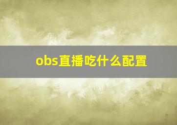 obs直播吃什么配置