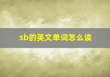 sb的英文单词怎么读