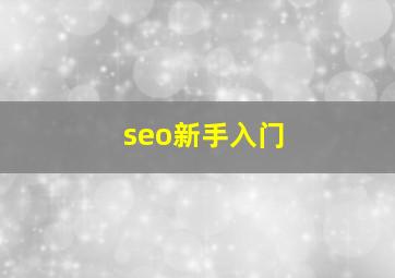 seo新手入门