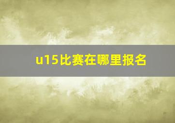 u15比赛在哪里报名