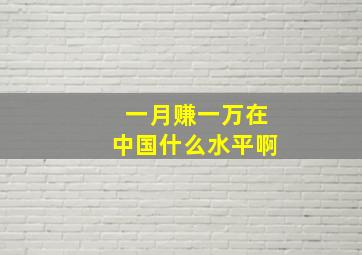 一月赚一万在中国什么水平啊