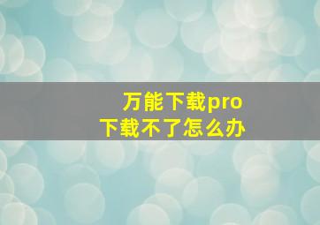 万能下载pro下载不了怎么办