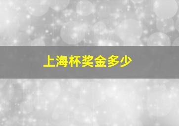 上海杯奖金多少