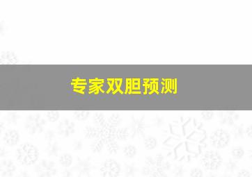 专家双胆预测