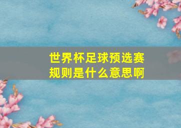 世界杯足球预选赛规则是什么意思啊