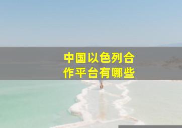 中国以色列合作平台有哪些