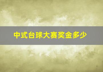 中式台球大赛奖金多少