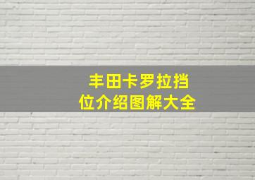 丰田卡罗拉挡位介绍图解大全