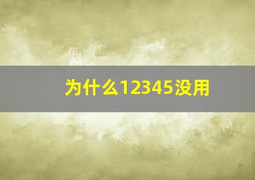 为什么12345没用