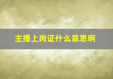 主播上岗证什么意思啊