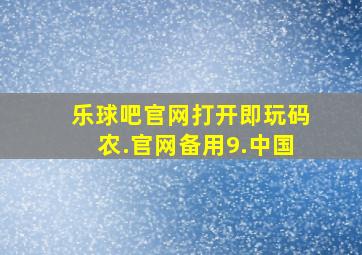 乐球吧官网打开即玩码农.官网备用9.中国