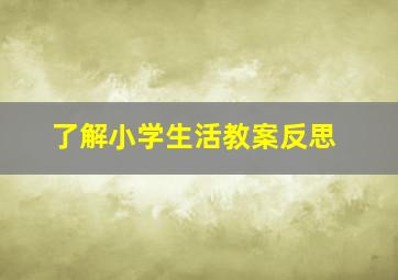 了解小学生活教案反思