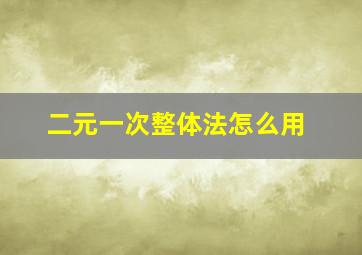 二元一次整体法怎么用