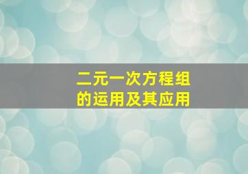 二元一次方程组的运用及其应用