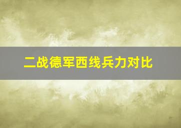 二战德军西线兵力对比