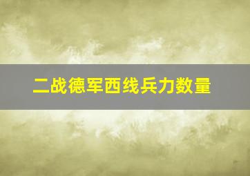 二战德军西线兵力数量