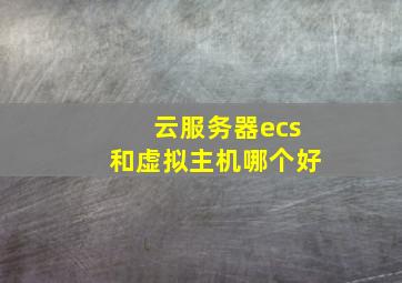 云服务器ecs和虚拟主机哪个好