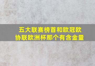 五大联赛榜首和欧冠欧协联欧洲杯那个有含金量