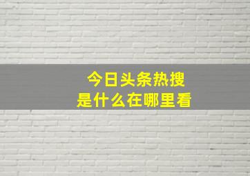 今日头条热搜是什么在哪里看