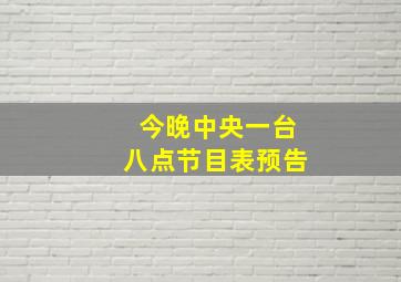 今晚中央一台八点节目表预告