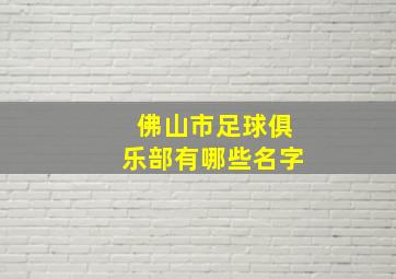 佛山市足球俱乐部有哪些名字