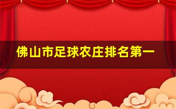 佛山市足球农庄排名第一