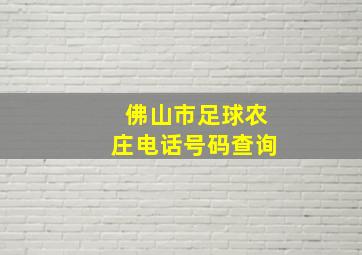 佛山市足球农庄电话号码查询