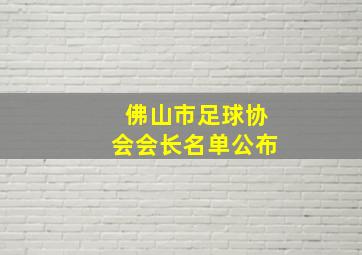 佛山市足球协会会长名单公布