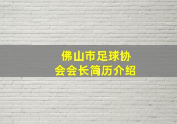 佛山市足球协会会长简历介绍