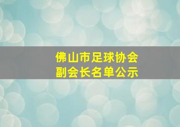 佛山市足球协会副会长名单公示