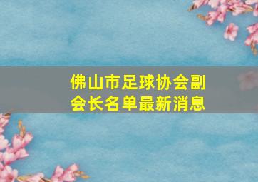 佛山市足球协会副会长名单最新消息