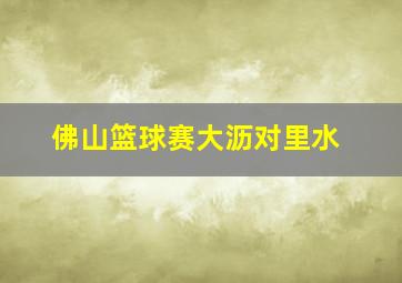 佛山篮球赛大沥对里水